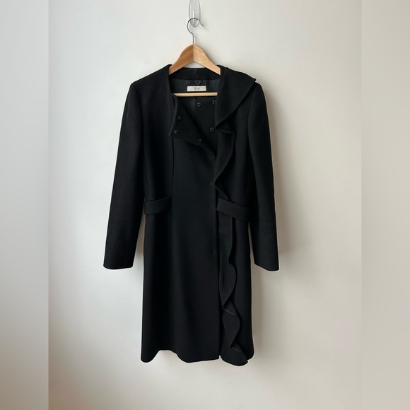PRADA BLACK VIRGIN WOOL PEACOAT - Picture 3 of 14